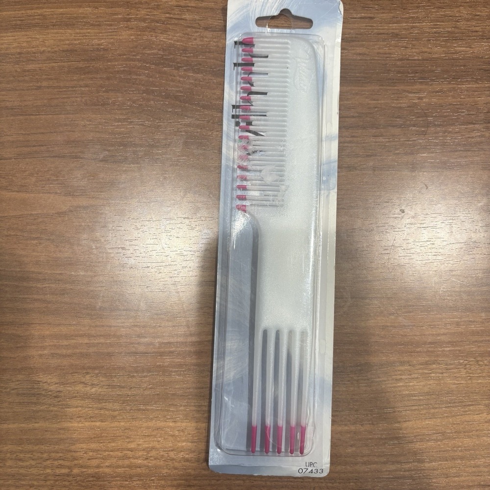 Vtg Wilhold Hair Lift And Teaser Comb White Pink Color Dip 7433 NEW
